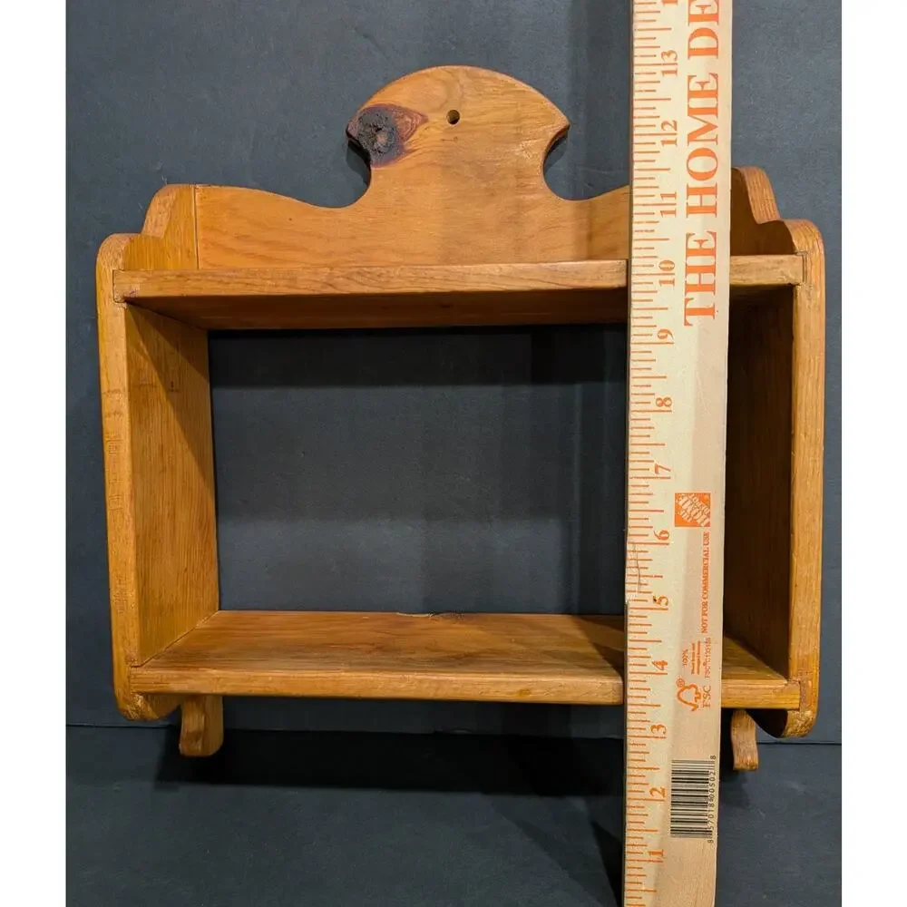 Vintage Pine Wall Shelf Handmade Scalloped Top Farmhouse Spice Rack Cottagecor